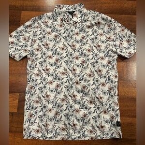 NWT Good Man Brand Men’s Button Down Shirt Ivory Blue Floral Size Medium